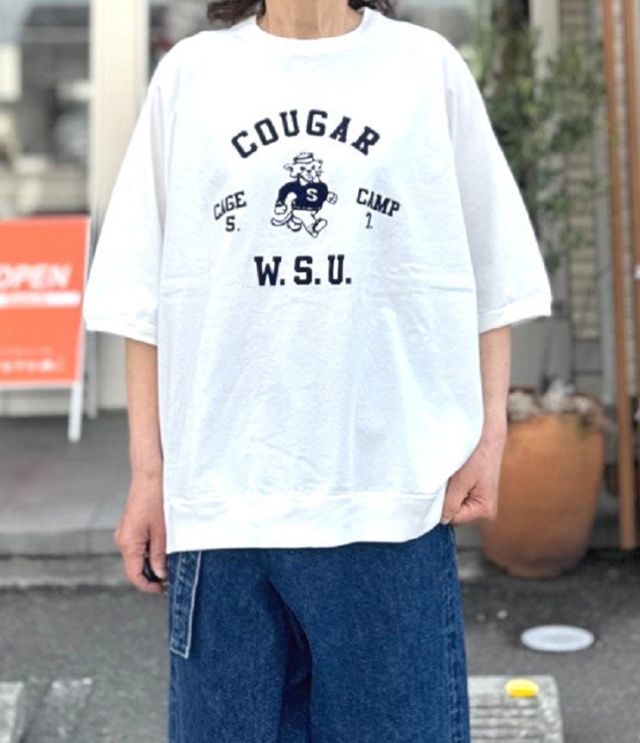 BLUE LAKE MARKET　17/-BD天竺 ラグランスリーブ プリント Tee（オフホワイト） B-521009