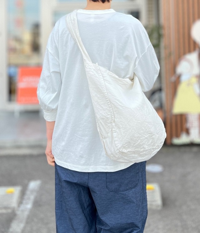 【50%OFF】prit　コットンリネン交織高密度ウェザー ワンハンドル ラウンドトート（アッシュホワイト）