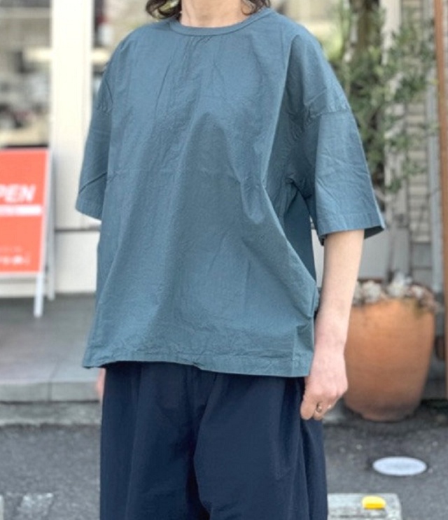 prit　30/1ハイゲージ天竺 × 80/1タイプライター 切替 5分袖 Tシャツ（スレート）P92621