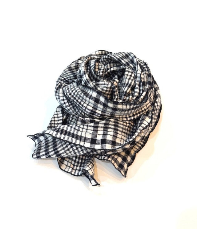 prit ウールコットンチェック ストール(オフ) P00640