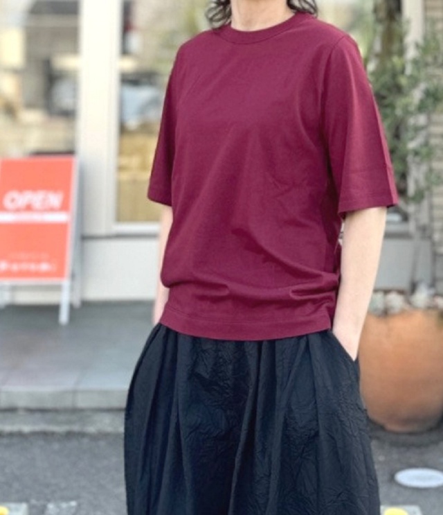 ESTROISLOSE　シック天竺 ちょうどいいサイズ Tシャツ（ワインレッド）EC26208