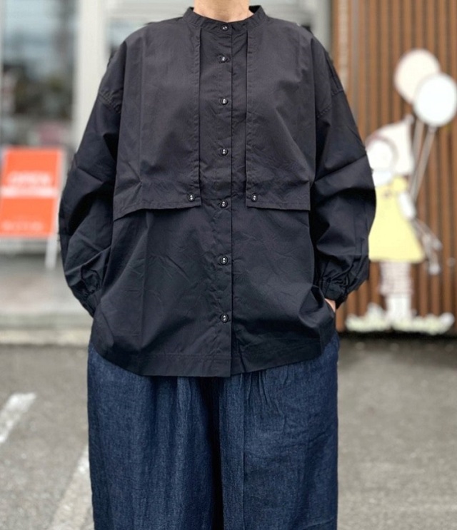 【40%OFF】Sabbatum　50/-ブロード フロントヨーク シャツ（ブラック）