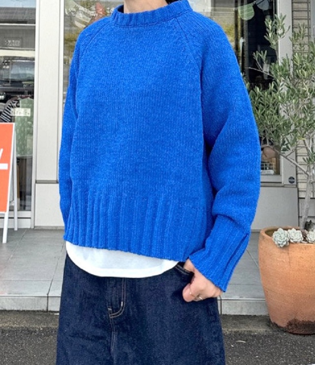 mao made　ざっくり ローゲージ クルーネック プルオーバー（コバルト） 551111