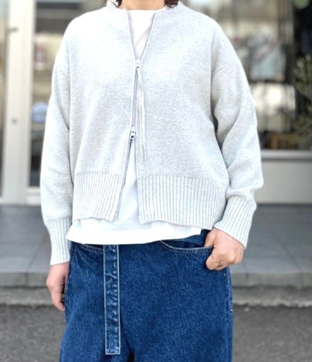 mao made 異ゲージ リブ Wジップ ブルゾン(オートミール)611122