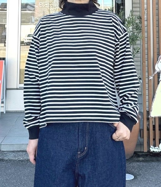 Sabbatum　ファンクショナル天竺 タートルネック プルオーバー（ブラック×オフホワイト） SA-36201