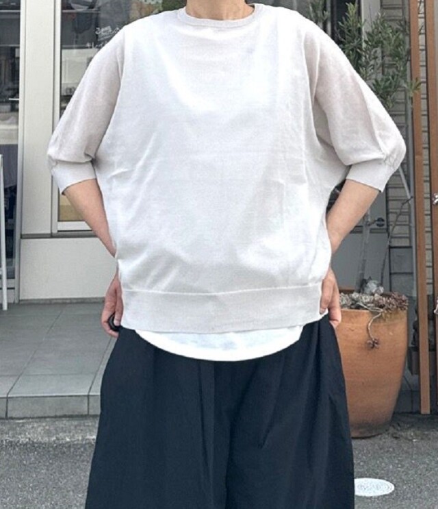【20%OFF】mao made　Tシャツを着るより涼しい ニット ハーフスリーブ TEE（オフグレー） 521117