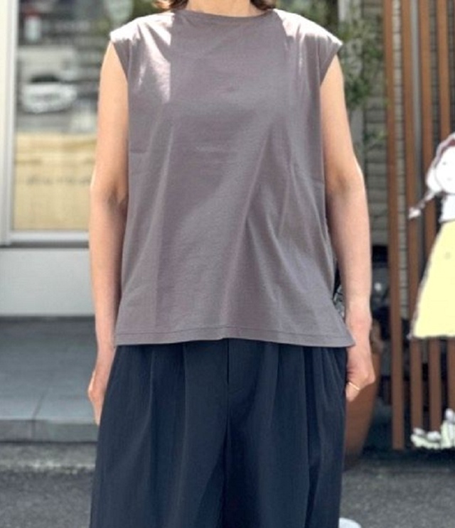 mao made　使える！シンプル ノースリーブ TEE（チャコール）621202