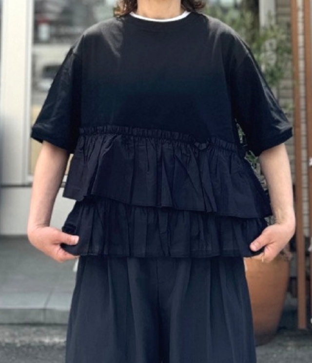 mao made　ボリュームフリル TEE（ブラック）621208