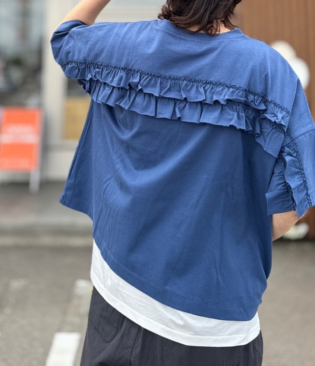 mao made　BASIC ふりふり フリル ワイド TEE（ブルー）621207