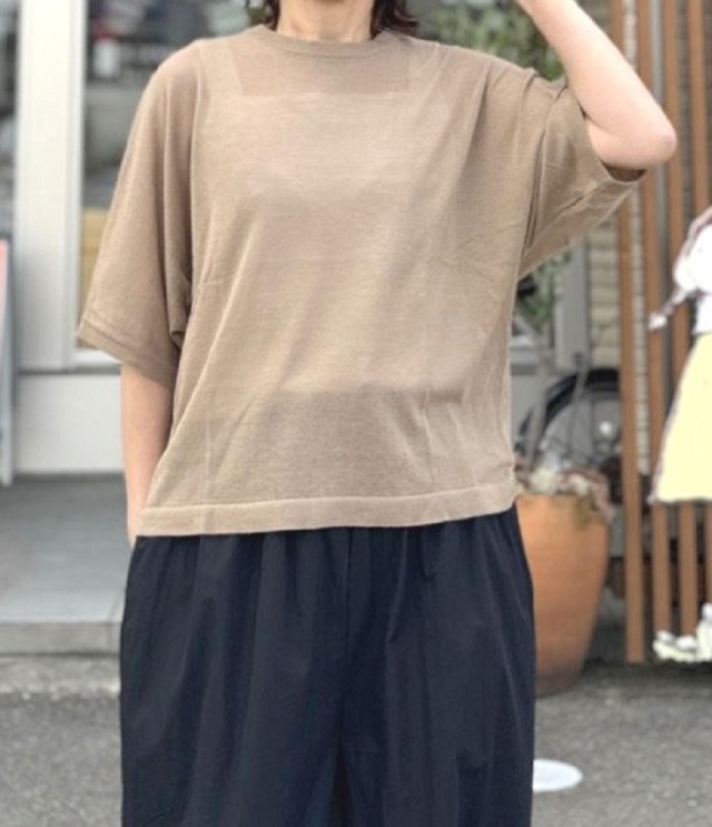 mao made　ハーフ スリーブ ニット TEE（ベージュ）621116