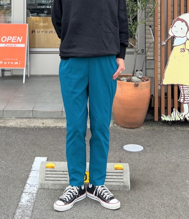 【50%OFF】DONEEYU  R/Nハイストレッチ 裏起毛 テーパードパンツ（ブルー）