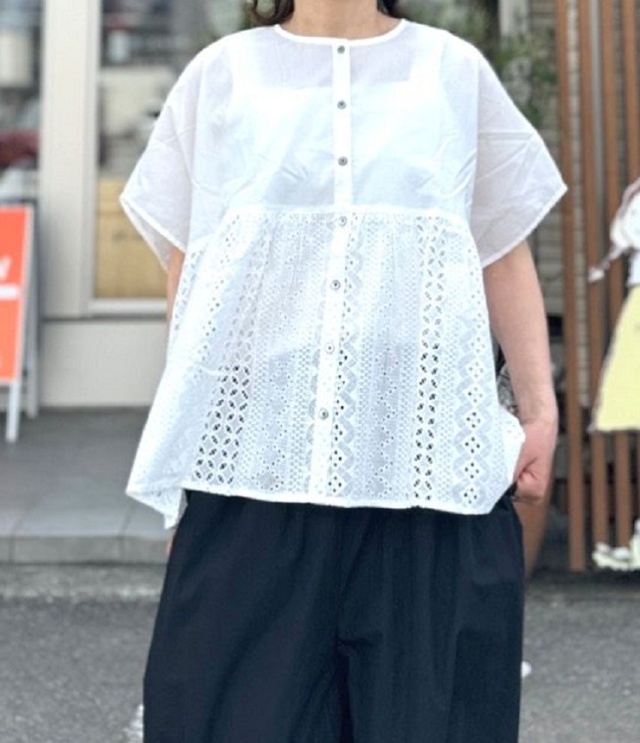 mao made　2WAY  ひらひら ワイド ブラウス（オフ）621301