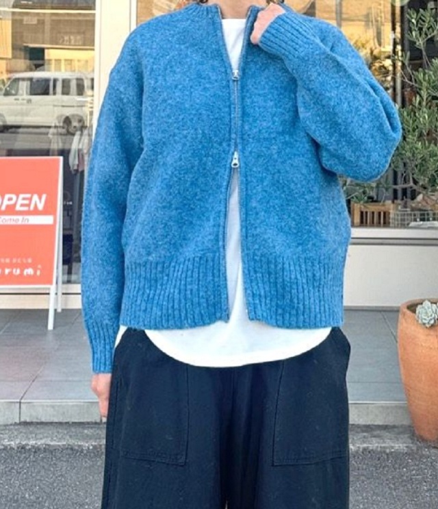 mao made ダブルジップ クルーネック ブルゾン(ブルー) 551127