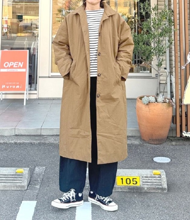 mao made　NEW STANDARD ロング丈 ステンカラー コート（コヨーテ） 551305