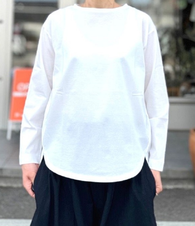 【10%OFF】mao made　いつもの ラウンドヘム TEE（オフシロ） 511201