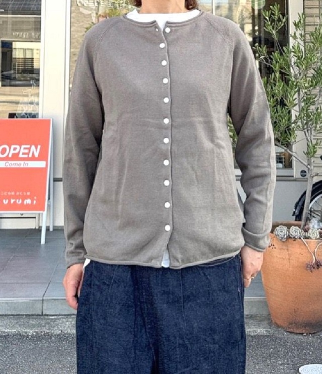 mao made　ロンTEE 感覚で着れて、カーディガンとしても着れる 2WAY プルオーバー（モカグレー） 541106