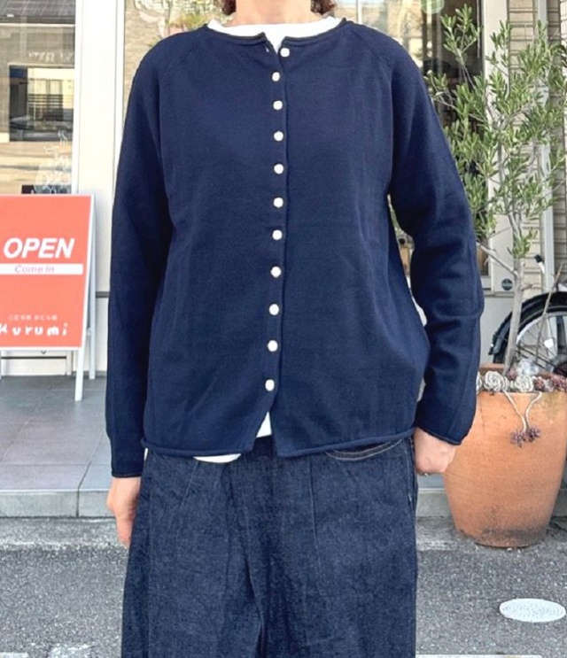 mao made　ロンTEE 感覚で着れて、カーディガンとしても着れる 2WAY プルオーバー（ブラックネイビー） 541106