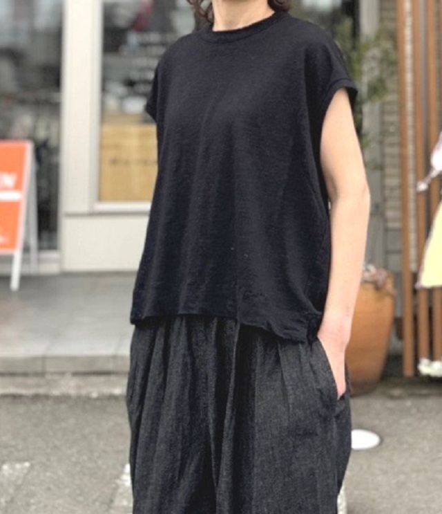 prit　40/1ヨーロッパリネン天竺 オーバーサイズ オーバーベスト（クロ） P91644