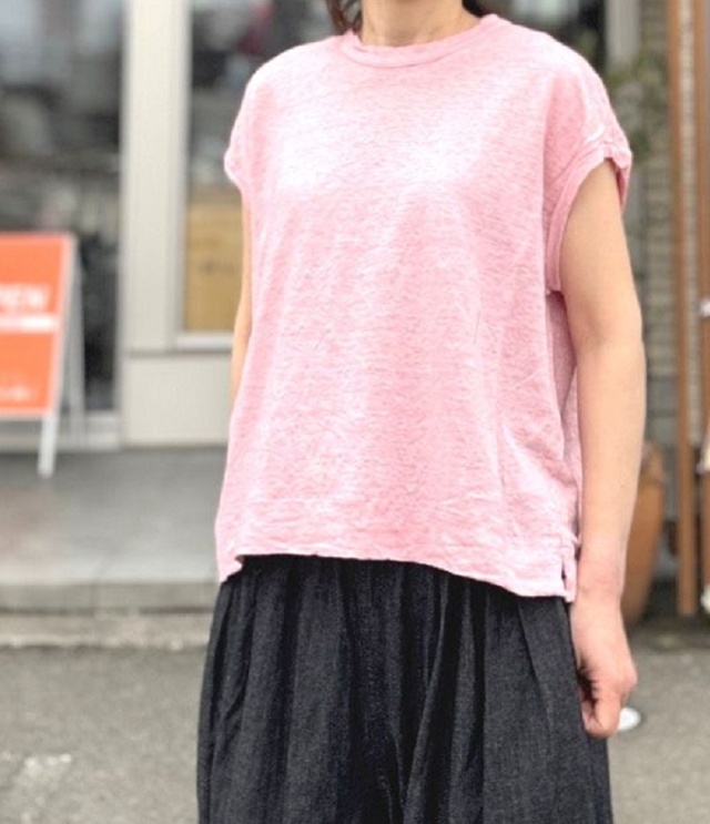 prit　40/1ヨーロッパリネン天竺 オーバーサイズ オーバーベスト（ピンク） P91644