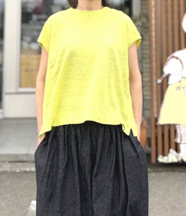 prit　40/1ヨーロッパリネン天竺 オーバーサイズ オーバーベスト（イエロー） P91644