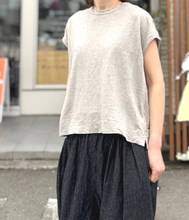 prit　40/1ヨーロッパリネン天竺 オーバーサイズ オーバーベスト（生成） P91644