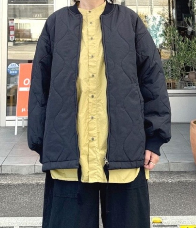 prit ナイロンタッサー オニオンキルト ZIP ショートブルゾン(クロ) P60602