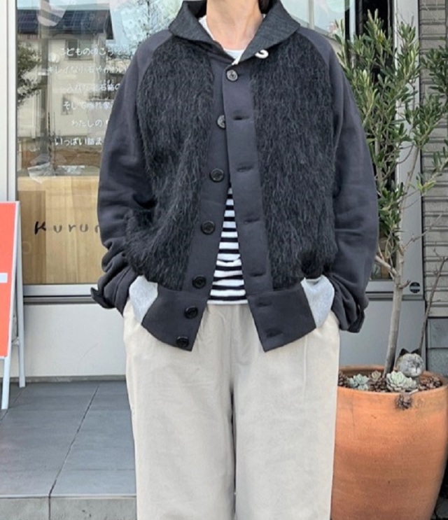 【50%OFF】chloro　ショールカラー 切替えカーディガン（チャコール×ブラック）メンズ #chloro sister_toujours ensemble