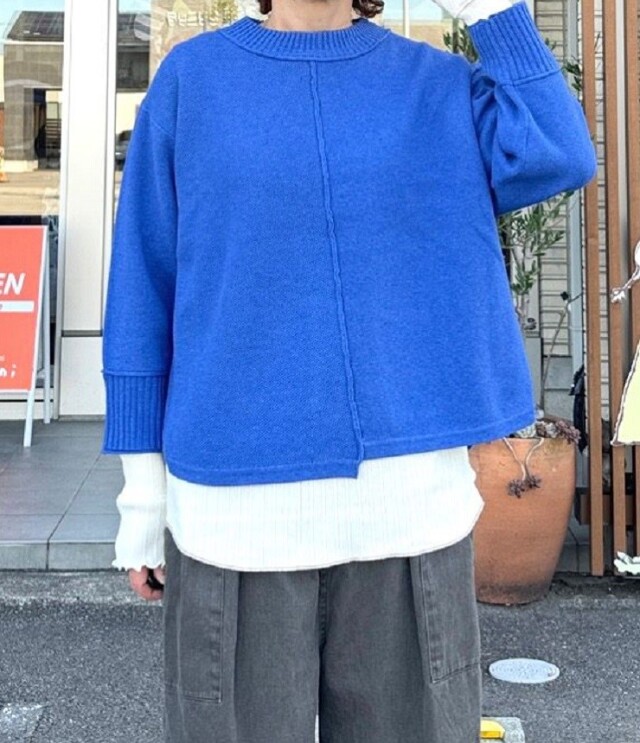 ESTROISLOSE　コットンカシミヤ プルオーバー（ブルー） EK25302