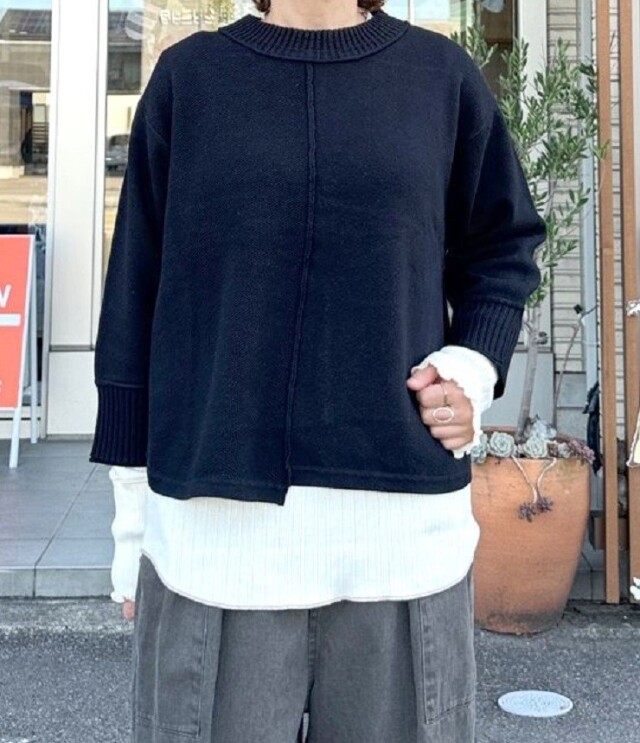 ESTROISLOSE　コットンカシミヤ プルオーバー（ブラック） EK25302