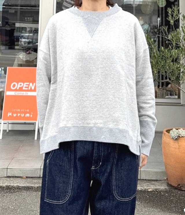 BLUE LAKE MARKET　30/7度詰裏毛 ガゼット プルオーバー（グレー） B-513021