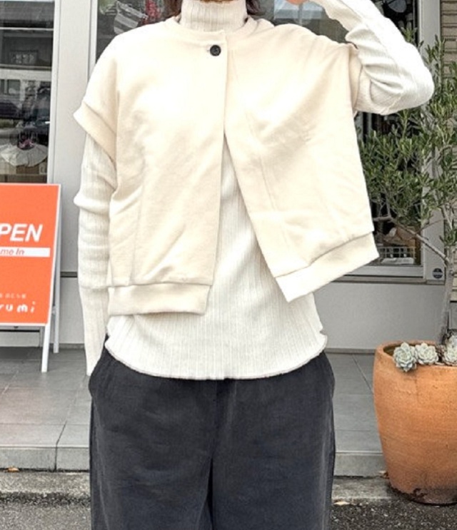 chloro sister 30/10裏毛 裏起毛 フレンチベスト(ナチュラル) CS8135 #chloro sister_toujours ensemble