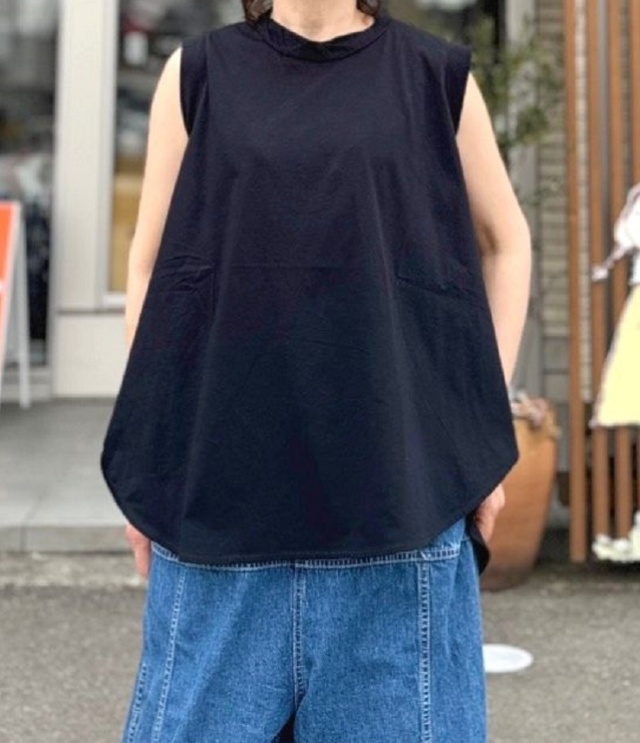 ESTROISLOSE 【定番】プレミアム天竺 フレアーノースリーブ(ブラック)EC21202