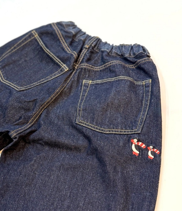 DENIM DUNGAREE 　裏起毛 デニム イージー パンツ　ネイビー （レディース）  22580621