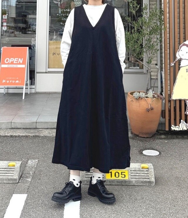 prit　DEPEND裏毛 マキシジャンパースカート（クロ） P90623