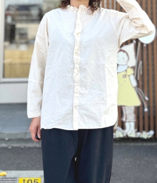 vent blanc　コットン フリル シャツ チュニック（ナチュラル）VB263557