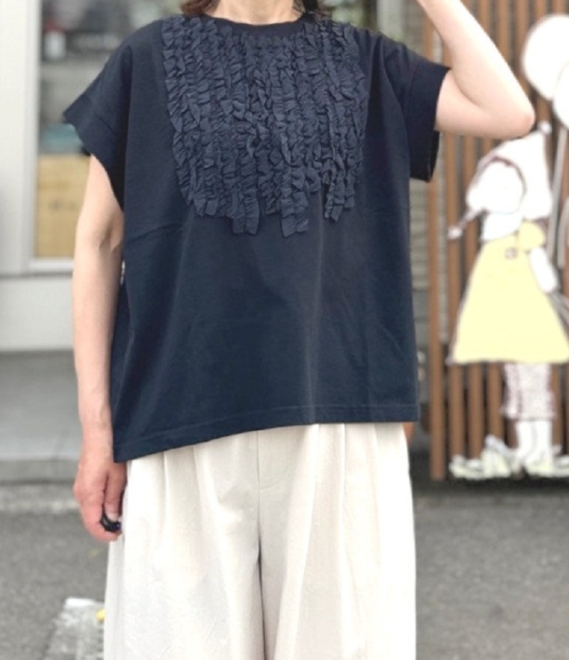 Sabbatum　30/-BD天竺 カットオフ バイファブリック Tee（ブラック） SA-37105