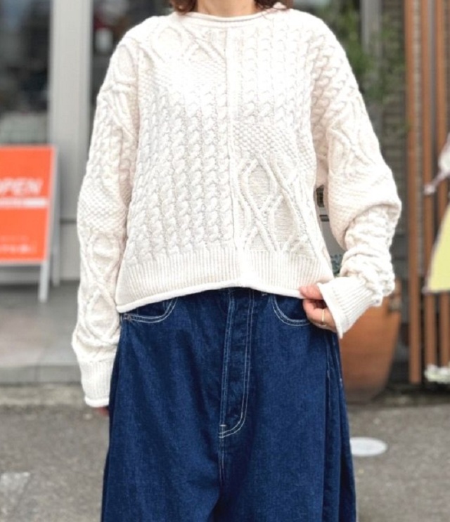 WYTE　Cable-Patch Σ LINE Crew-Neck KT （ホワイト）12-30010