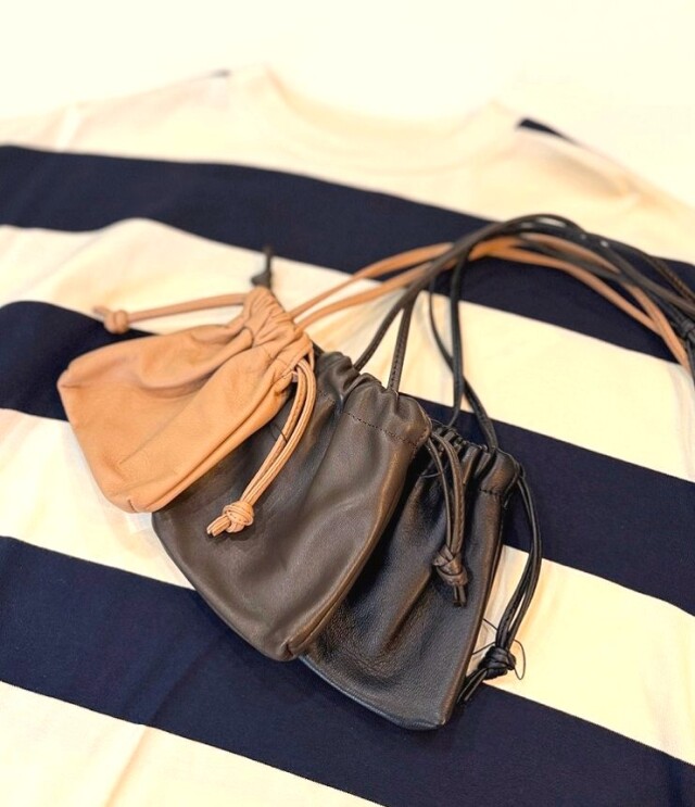 euphoric　Drawstring Leather Pouch  ドロストリング レザー ポーチ EU-AT6219
