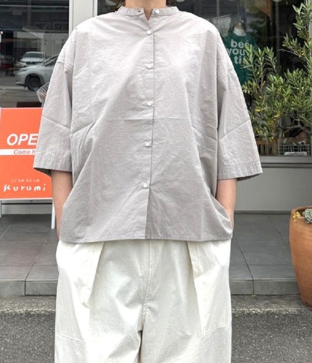 Sabbatum　50/- ブロード近江晒 スリットスリーブシャツ（グレー） SA-35023