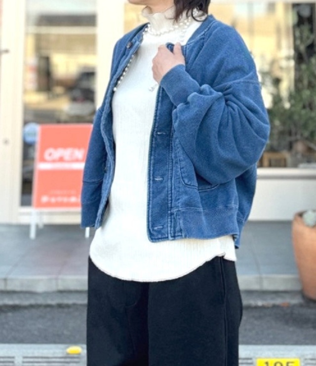 ESTROISLOSE INDIGO裏毛 & ピグメント加工 ブルゾン(インディゴ)EC25402