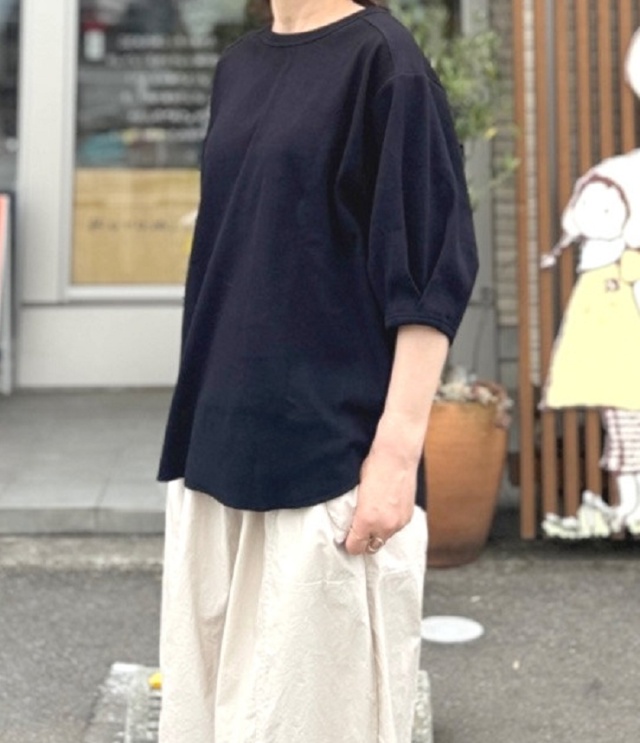euphoric　Tuck Sleeve Rib Tops  タックスリーブ リブトップ（ブラック） EU-CT6204