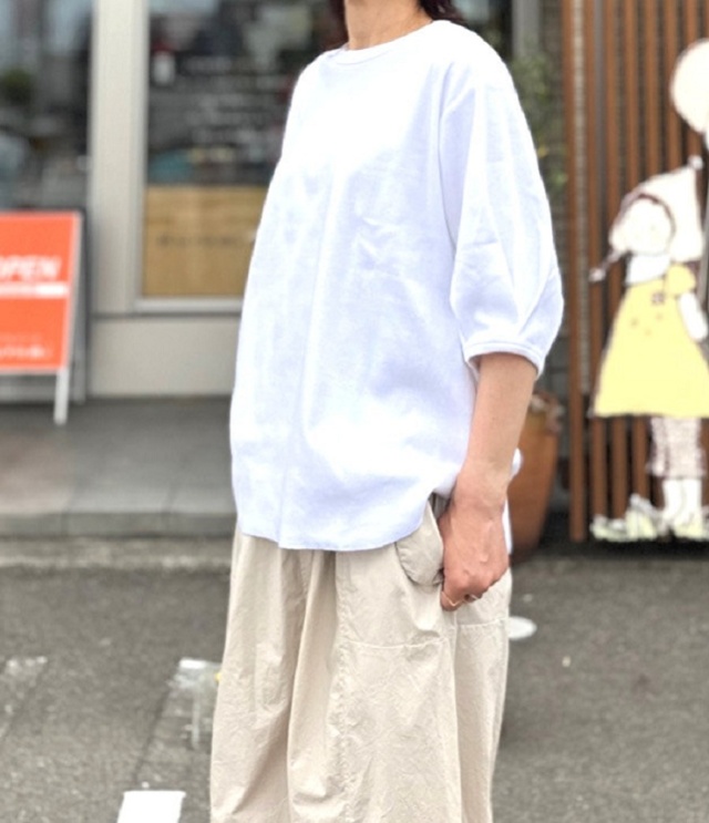 euphoric　Tuck Sleeve Rib Tops  タックスリーブ リブトップ（ホワイト） EU-CT6204