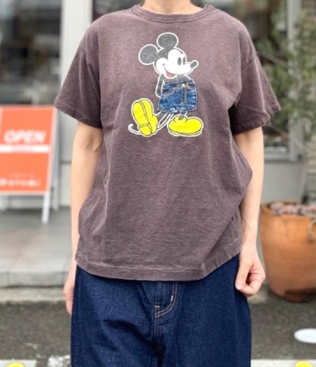 DENIM DUNGAREE　ビンテージ天竺 MICKEY TEE　ブラック（レディース）　22521451