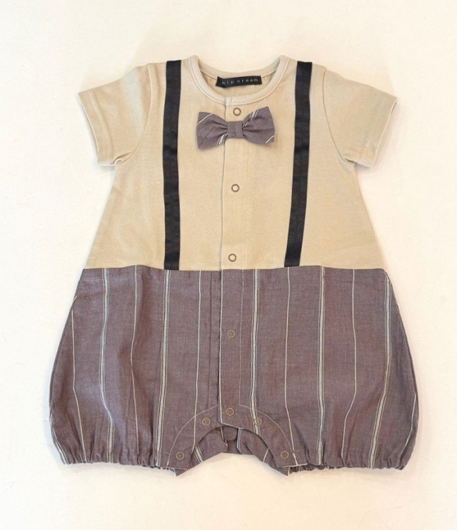 WHIP CREAM 　おめかし サスペンダー ロンパース　ブラウン（70センチ） 342008  #WHIP CREAM_Creme Chantilly