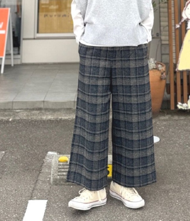 mao made いつもの CHECK CHECK CHECK パンツ(ブラック系)641318