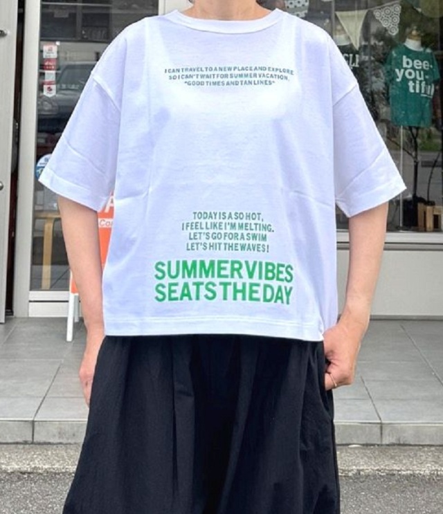 mao made　SUMMER DAYS TEE（ホワイト×グリーン） 531202