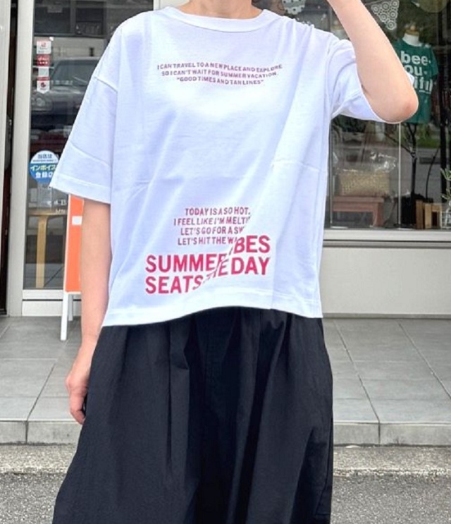 mao made　SUMMER DAYS TEE（ホワイト×レッド） 531202