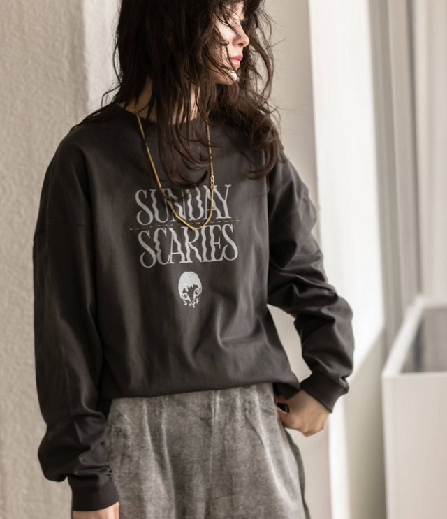 REHERSALL　CAT ロゴロンTEE（チャコールグレー） WT-1119