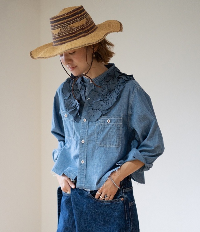 MARET　ビンテージダンガリー ワーク フリル シャツ　 M236S14