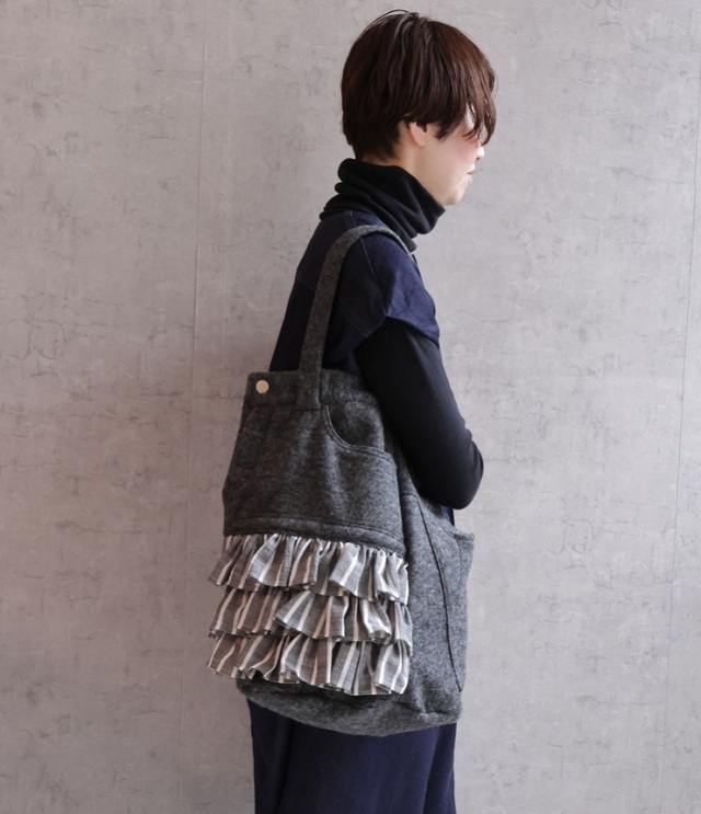 【30%OFF】tsukinowa　リメイクバッグ（グレー）　TG055